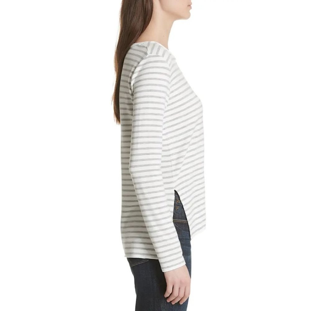NWT Majestic Filatures Long Sleeve Stripe Pullover Sweatshirt Tee Grey 3 - Picture 2 of 10